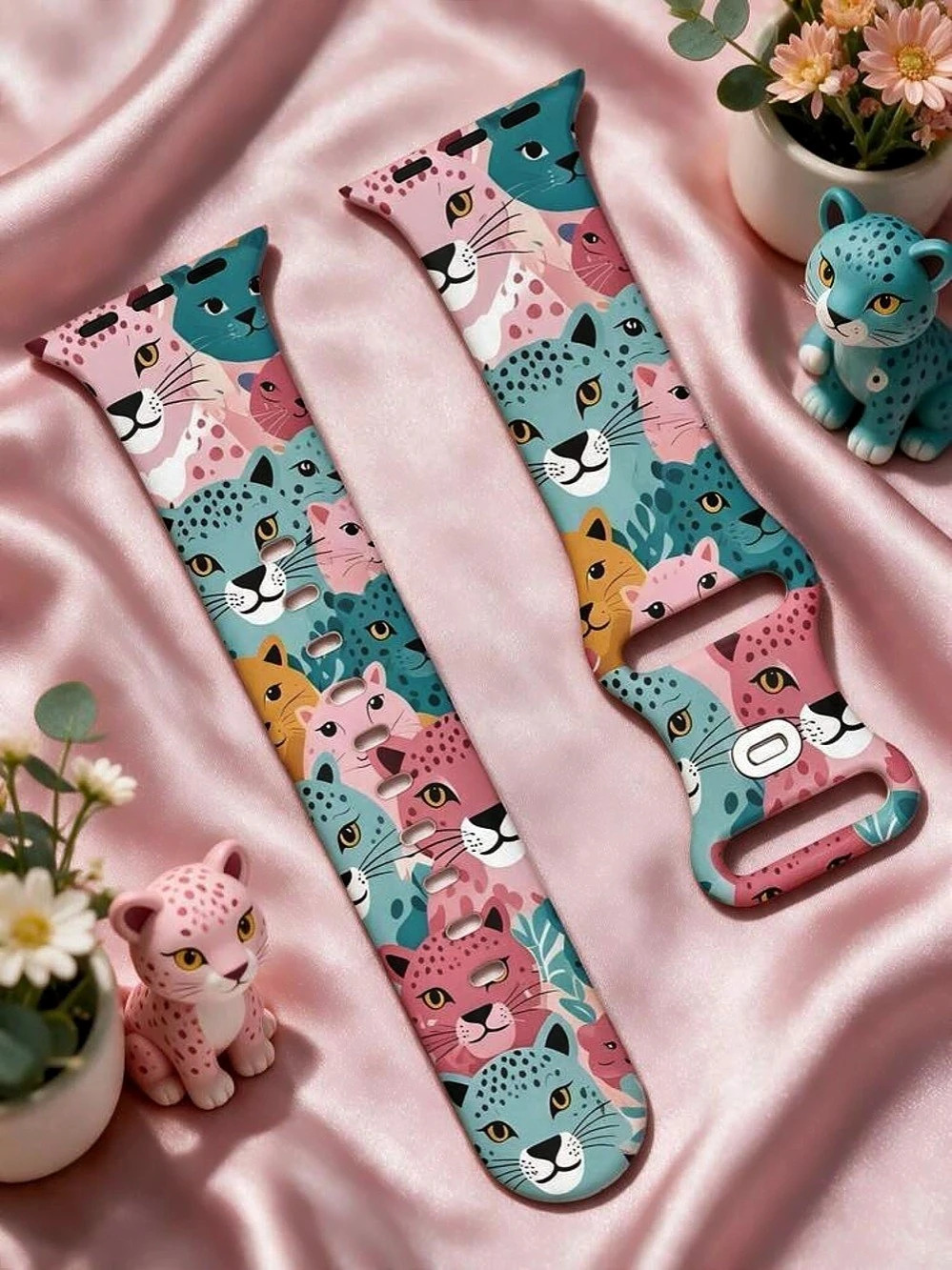 Cat Print Apple Watch Band Pink & Blue